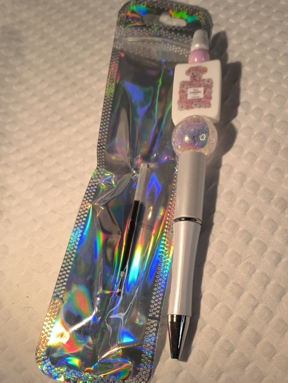 Silver and Pink Decorative  Pen With Extra Ink